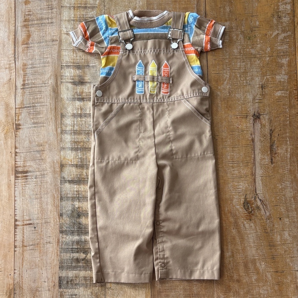 Vintage Carter's Overalls with Crayon Design 24m